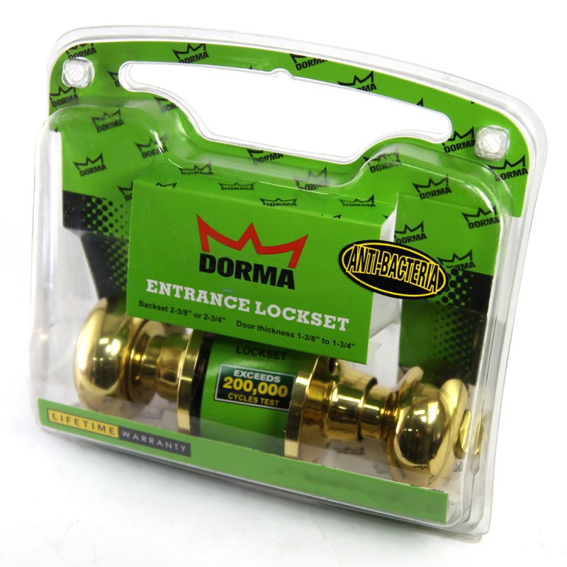 Dorma Entrance Tubular Knob Lockset TA1 Olfen Finishes US3 Standard Polished Brass